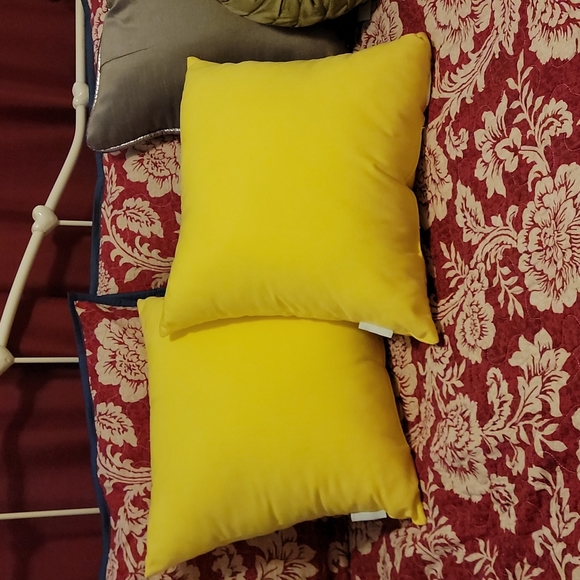 RAE DUNN RISE  & SHINE Bright Yellow Throw Pillows - Picture 4 of 5